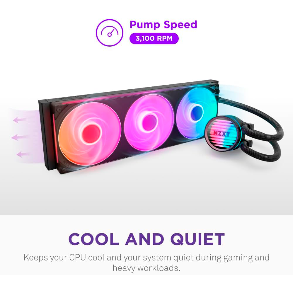 Disipador De Enfriamiento Liquido Nzxt Kraken Core 360mm Aio Rgb Cap Rgb Core Fan Black