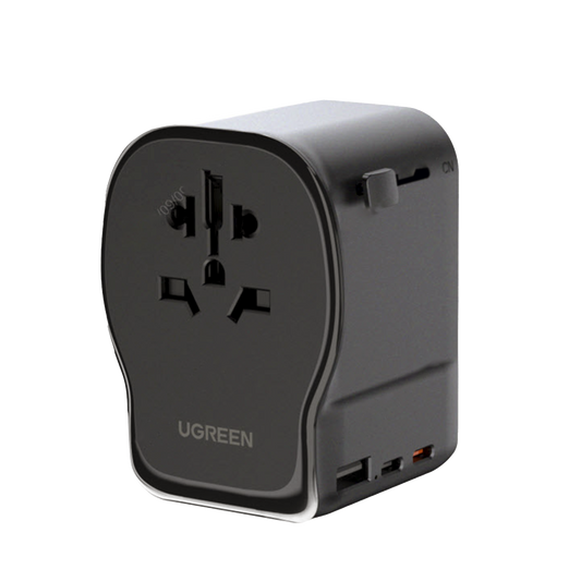 Cargador de Viaje 65 W, 2C1A, Negro y Gris