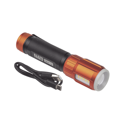 Linterna LED Portátil Recargable 500 Lúmenes con Luz Frontal y Lateral de Trabajo. Lámpara con tapa de Extremo con Imán, USB-C