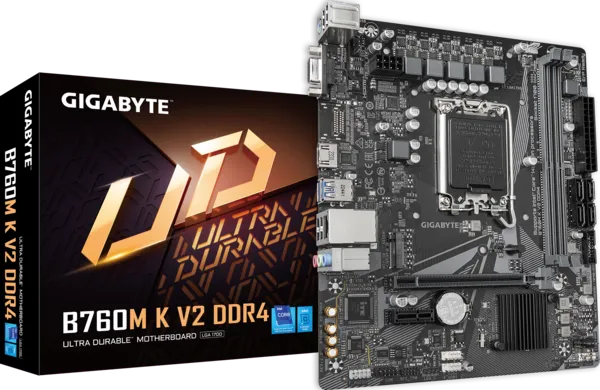 Tarjeta Madre Gigabyte B760m K V2 Ddr4 / Socket 1700 / 2x Ddr4 / Hdmi / Pcie X 16 / Micro Atx