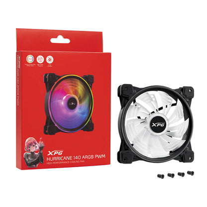Ventilador Adata Xpg Hurricane 140mm Argb Pwm 700 1800 Rpm Negro (hurricane140argbpwm-bkcww)