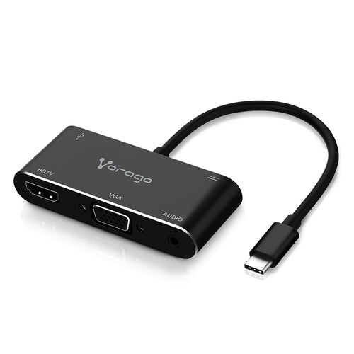 Convertidor Vorago 5 En 1 Adp-350 Usb Tipo C A Hdmi,vga,usb 3.0,jack 3.5mm,pd
