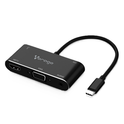 Convertidor Vorago 5 En 1 Adp-350 Usb Tipo C A Hdmi,vga,usb 3.0,jack 3.5mm,pd