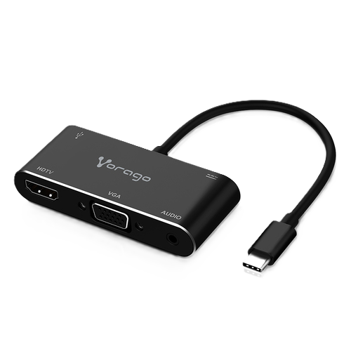 Convertidor Vorago 5 En 1 Adp-350 Usb Tipo C A Hdmi,vga,usb 3.0,jack 3.5mm,pd