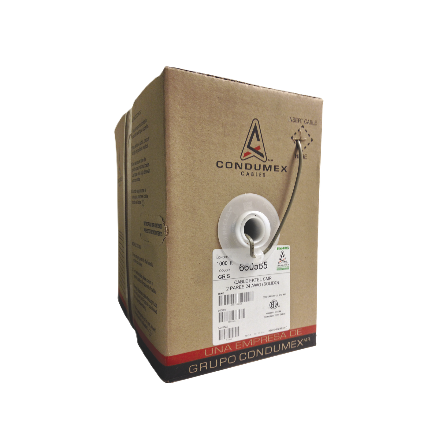 Caja de 1000 ft ( 305 m )  / 4 X 24 AWG / Cable TELEFÓNICO EK-TEL-CMR / Uso Interior