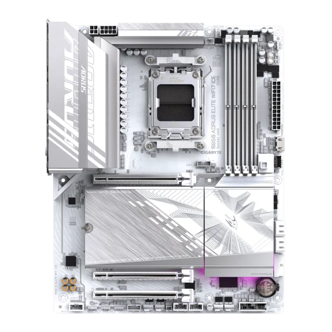 Tarjeta Madre Gigabyte B850 A Elite Wf7 Ice / Socket Amd Am5 / Ddr5 8200 Mt/s / Wifi 7 / Bt 5.4 / Atx / Gamer