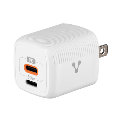 Cargador Pared Vorago Au-355 Fast Charge 2 X Usb-c 30w Blanco
