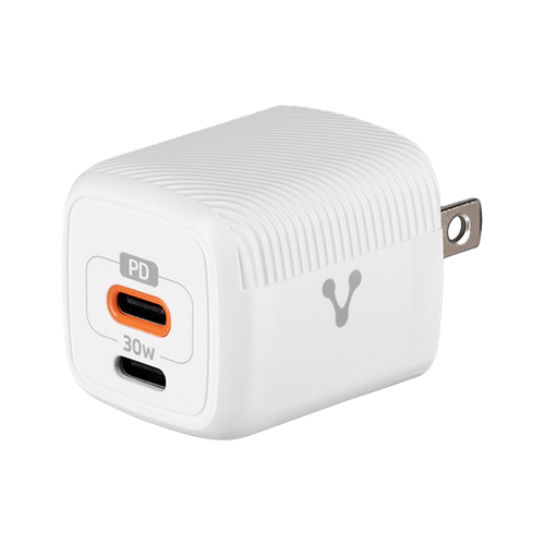 Cargador Pared Vorago Au-355 Fast Charge 2 X Usb-c 30w Blanco