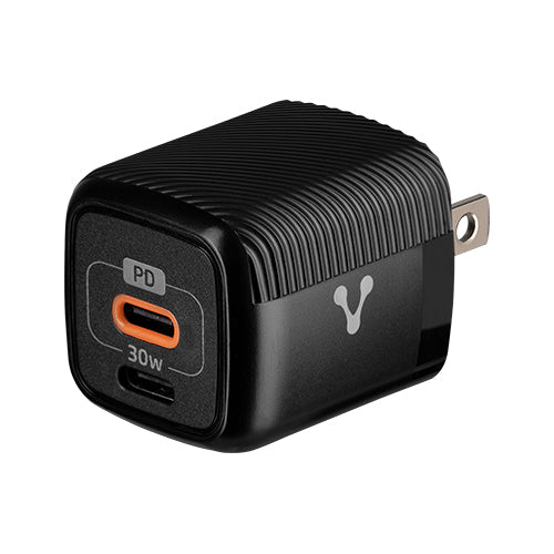 Cargador Pared Au-355 Fast Charge 2 X Usb-c 30w Negro