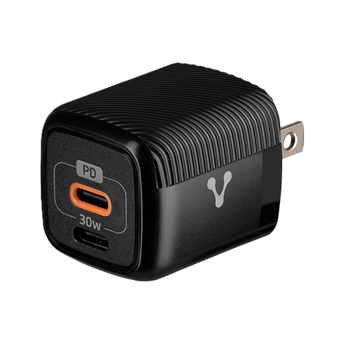 Cargador Pared Au-355 Fast Charge 2 X Usb-c 30w Negro