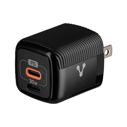 Cargador Pared Au-355 Fast Charge 2 X Usb-c 30w Negro