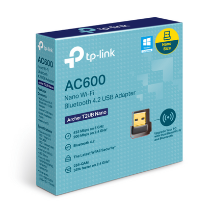 Tarjeta De Red | Tp-link | Archer T2ub Nano | Ac600 | Wi-fi Bluethoot Usb 4.2 / 2,4 Ghz 5 Ghz | Compatible Con Windows 11/10/8.1/8/7