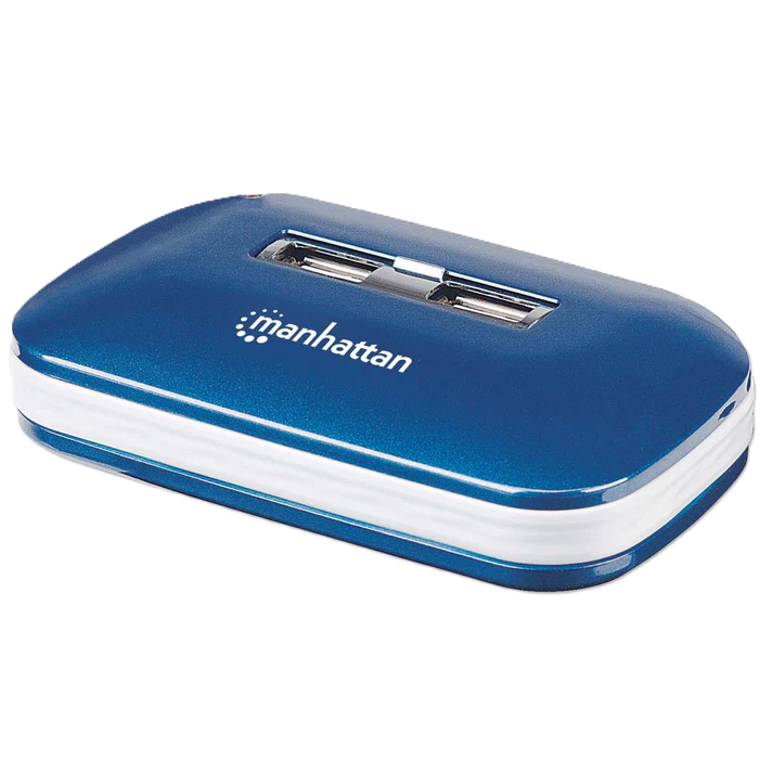 Hub Usb,manhattan,161039, V2.0  7 Ptos Azul Con Fuente