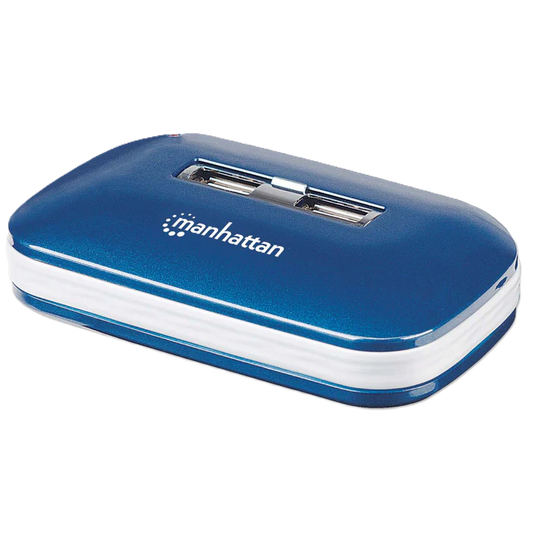 Hub Usb,manhattan,161039, V2.0  7 Ptos Azul Con Fuente