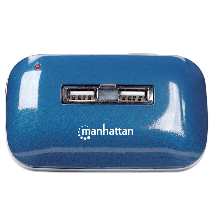 Hub Usb,manhattan,161039, V2.0  7 Ptos Azul Con Fuente