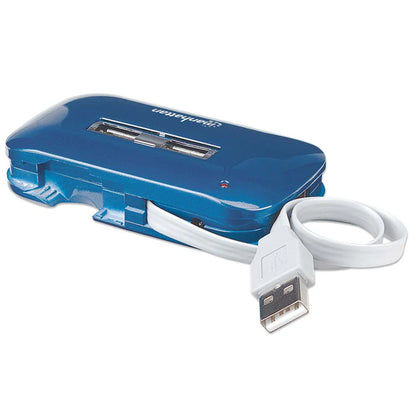 Hub Usb,manhattan,161039, V2.0  7 Ptos Azul Con Fuente