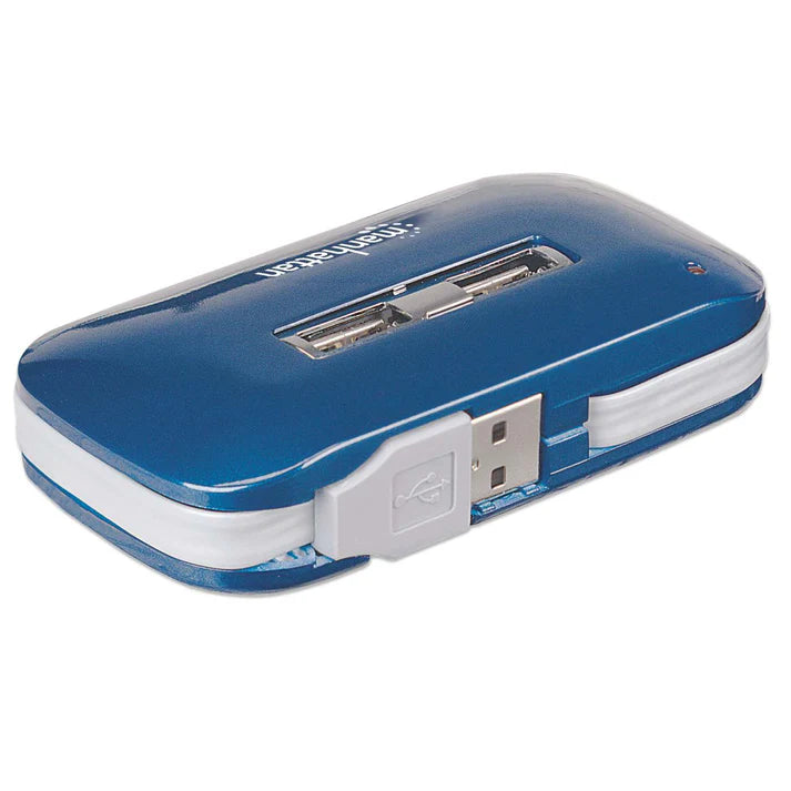 Hub Usb,manhattan,161039, V2.0  7 Ptos Azul Con Fuente