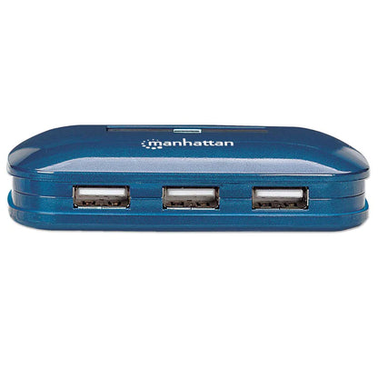 Hub Usb,manhattan,161039, V2.0  7 Ptos Azul Con Fuente