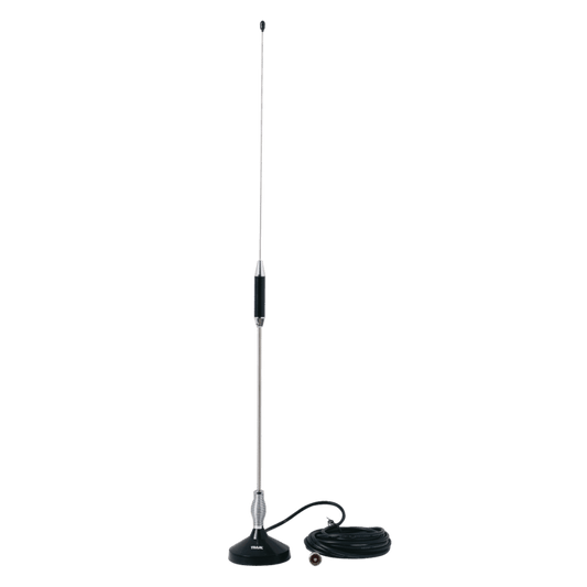 Antena Móvil para Rango de Frecuencia de Banda Civil (CB) 26.960 - 27.400 MHz.