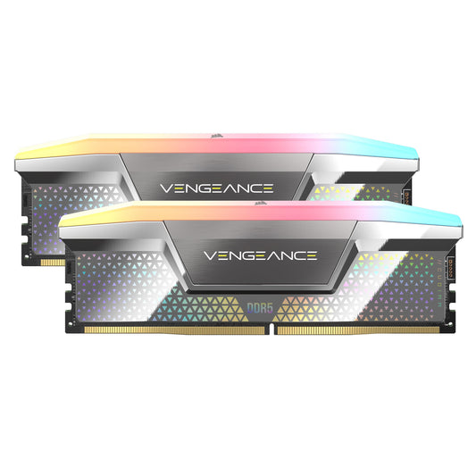 Memoria Ram Corsair Ddr5 Cudimm Vengeance Rgb 48 Gb (2x24) 8400 Mts/ Cl40 Plateado (cmhc48gx5m2x8400c40)