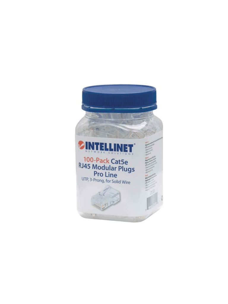 Plug Rj45,intellinet,790512, Cat 5e Utp Solido Pro 100 Pzas