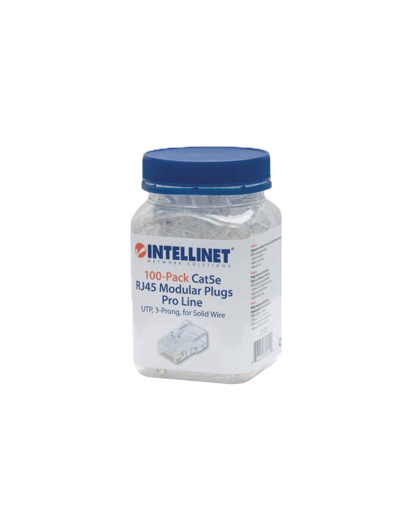 Plug Rj45,intellinet,790512, Cat 5e Utp Solido Pro 100 Pzas