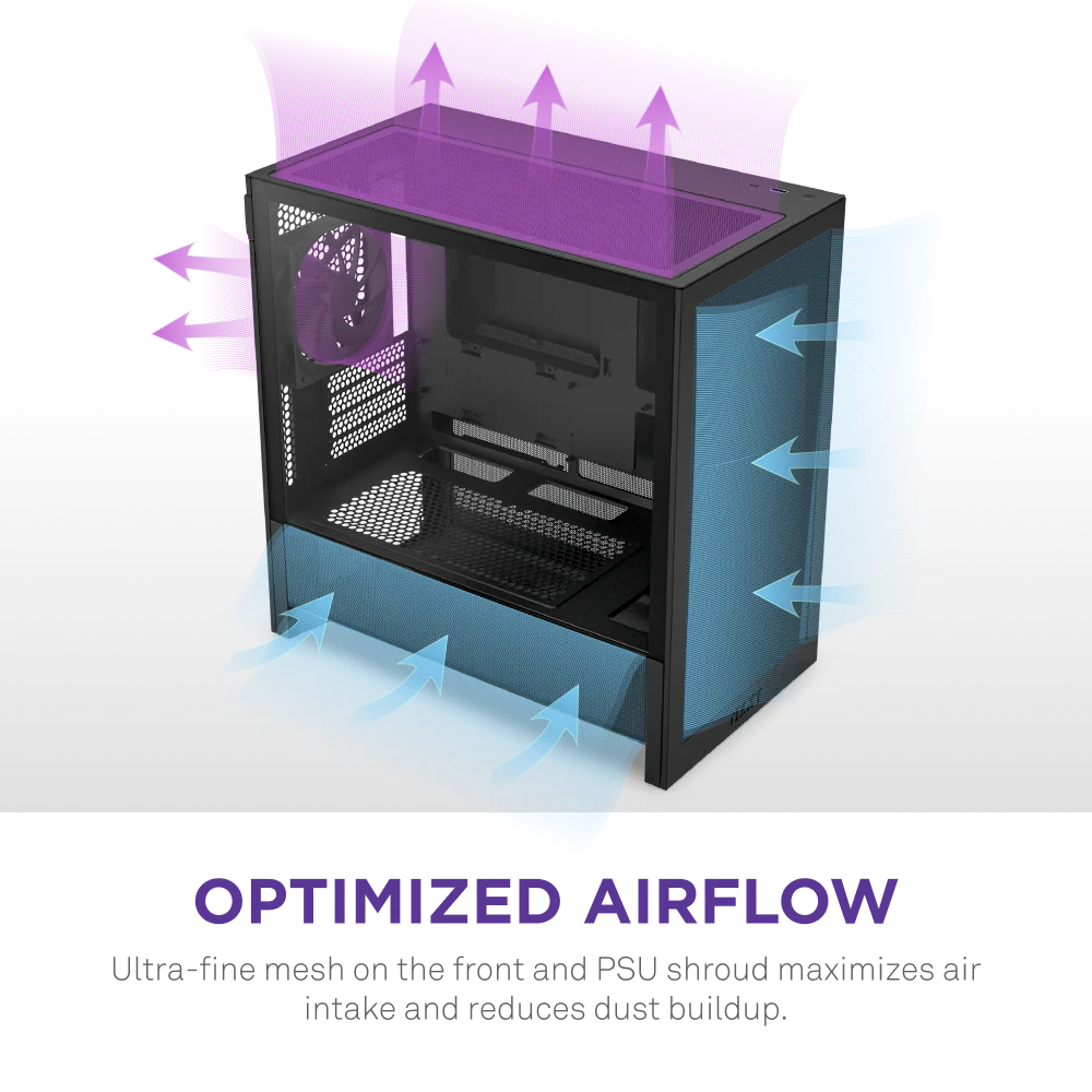 Gabinete Nzxt H3 Flow /negro / Vidrio Templado / Mini Torre/ Micro-atx /gamer
