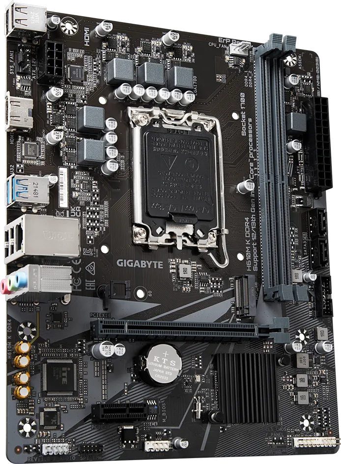 Mb Gigabyte H610m K Intel S-1700 14va Gen/2xddr4 3200mhz/pcie 4.0 X 16/hdmi/2xusb 3.2/m.2/micro Atx/gama Basica