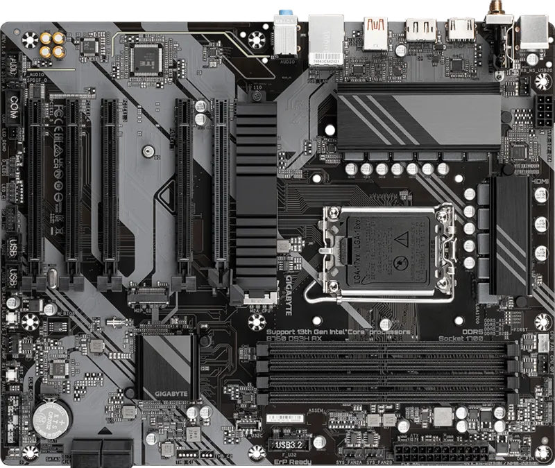 Mb Gigabyte B760 Ds3h Ax S-1700 / 4x Ddr5 7500(oc) / Hdmi / Dp / Wifi / Bt / Pcie 4.0 / Atx / Gama Media