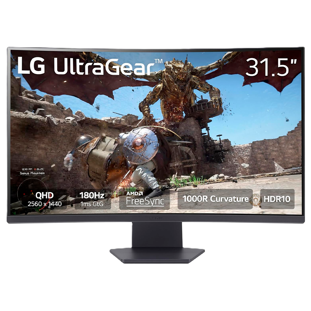 Monitor Lg Ultragear 32gs60qc Gamer Curvo Qhd 31.5,panel Va, 2560x1440, 180hz, Tr 1ms, Curvatura 1000r, Hdr10, Amd Freesync, Aspecto 16:09, Contraste 3000:1, Displayport, Hdmi, Montaje 100x100