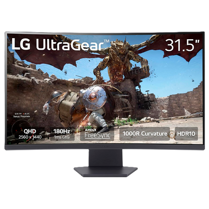 Monitor Lg Ultragear 32gs60qc Gamer Curvo Qhd 31.5,panel Va, 2560x1440, 180hz, Tr 1ms, Curvatura 1000r, Hdr10, Amd Freesync, Aspecto 16:09, Contraste 3000:1, Displayport, Hdmi, Montaje 100x100