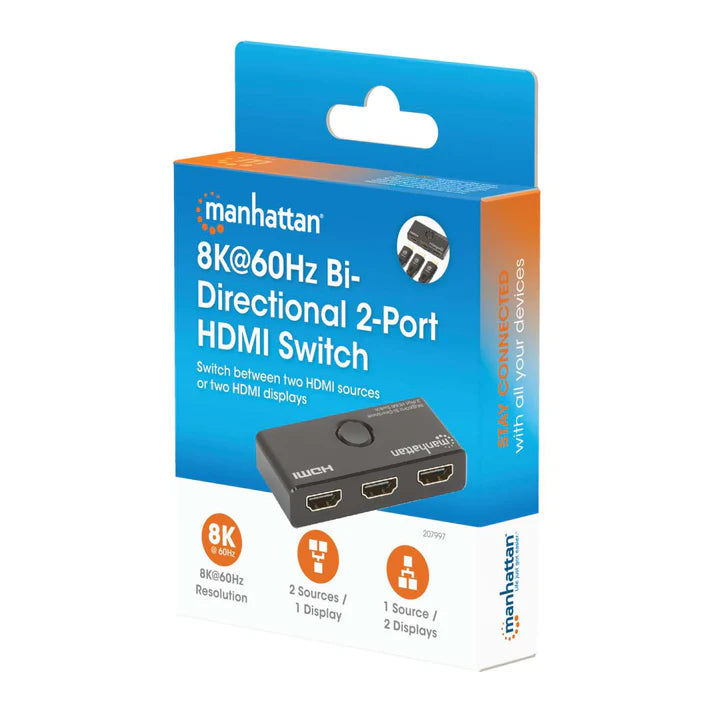 Switch,manhattan,207997, Hdmi 8k@60hz, Bidirec 2 In : 1 Out