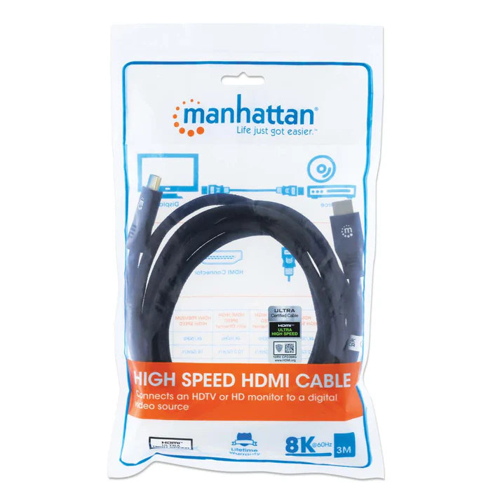 Cable Hdmi /manhattan / 355933 /2.1 Premium M-m 1.0m, 8k@60hz,chapa De Oro