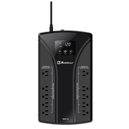 No Break Koblenz 9022 Usb/r 900 Va / 450 W Sustituto 9011 10 Contactos 5 Respaldados, 5 Con Supresion De Picos Hasta 76 Min Con Una Aio, Pantalla Lcd, 3 AÑos De Garanta En Equipo Y 2 En Bateria