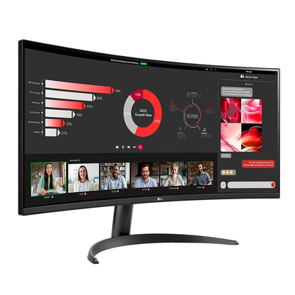Monitor Pc Lg Curvo Ultrawide Qhd 34wr50qk,34 Pulg,resol. 3440x1440,1800r,panel Va,rel. 21:9,brillo 300 Cd/m2,contr. 3000:1,tr 5ms,100 Hz,hdr10,hdmi,display Port,montable Pared 100x100,negro.