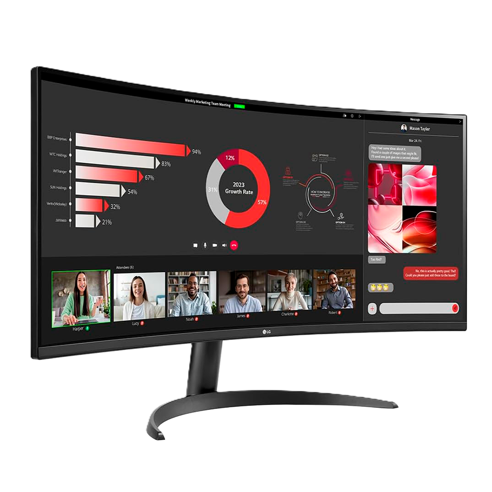 Monitor Pc Lg Curvo Ultrawide Qhd 34wr50qk,34 Pulg,resol. 3440x1440,1800r,panel Va,rel. 21:9,brillo 300 Cd/m2,contr. 3000:1,tr 5ms,100 Hz,hdr10,hdmi,display Port,montable Pared 100x100,negro.