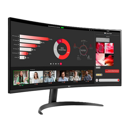 Monitor Pc Lg Curvo Ultrawide Qhd 34wr50qk,34 Pulg,resol. 3440x1440,1800r,panel Va,rel. 21:9,brillo 300 Cd/m2,contr. 3000:1,tr 5ms,100 Hz,hdr10,hdmi,display Port,montable Pared 100x100,negro.