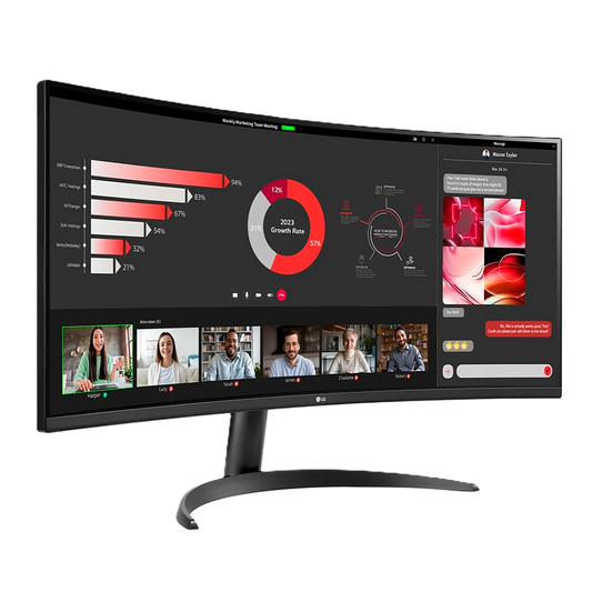 Monitor Pc Lg Curvo Ultrawide Qhd 34wr50qk,34 Pulg,resol. 3440x1440,1800r,panel Va,rel. 21:9,brillo 300 Cd/m2,contr. 3000:1,tr 5ms,100 Hz,hdr10,hdmi,display Port,montable Pared 100x100,negro.