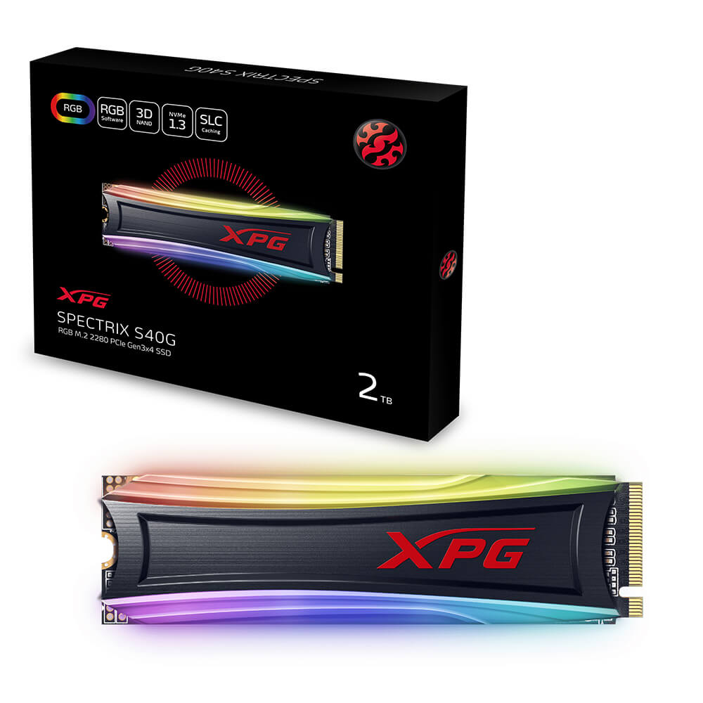 Unidad De Estado Solido Ssd Interno Xpg Spectrix 2tb S40g M.2 2280 Nvme Pcie Gen 3x4 Lect.3500 Escrit. 3000 Mbs 3dnand Con Disipador Gamer Pc Minipc Rgb (as40g-2tt-c)