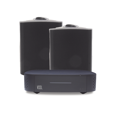 Kit Amplificador Vssl A1x | 2 Bocinas Para Montaje Superficial De 5.25 In De Truaudio Modelo Ol5bk | Color Negro Ip66
