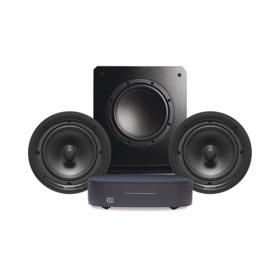 Kit Amplificador Vssl  A1x | 2 Bocinas De Techo Truaudio Pp8 |  Subwoofer Ss10