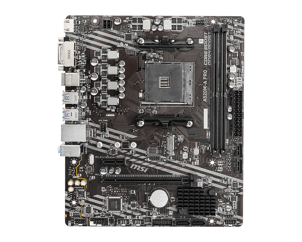 Mb Msi A520 Amd S-am4 3a Gen/2xddr4 3200/hdmi/dvi/4xusb 3.2/m.2/micro Atx/gama Basica