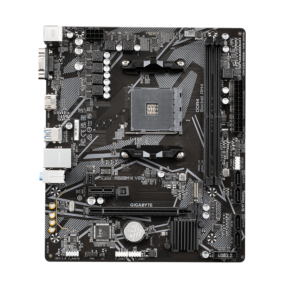 Mb Gigabyte A520 Amd S-am4 3a Gen/2xddr4 3200/hdmi/dvi/vga/4xusb 3.2/m.2/micro Atx/gama Basica