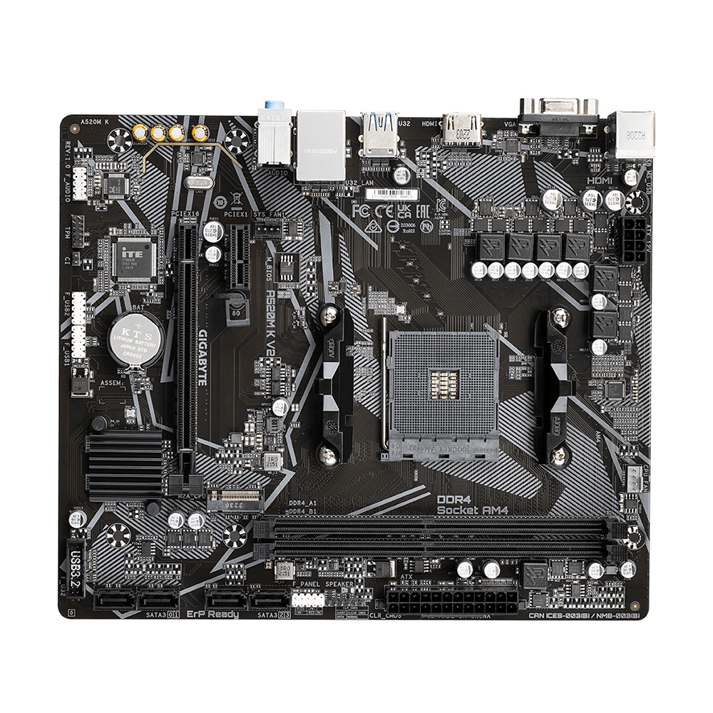 Mb Gigabyte A520 Amd S-am4 3a Gen/2xddr4 3200/hdmi/dvi/vga/4xusb 3.2/m.2/micro Atx/gama Basica