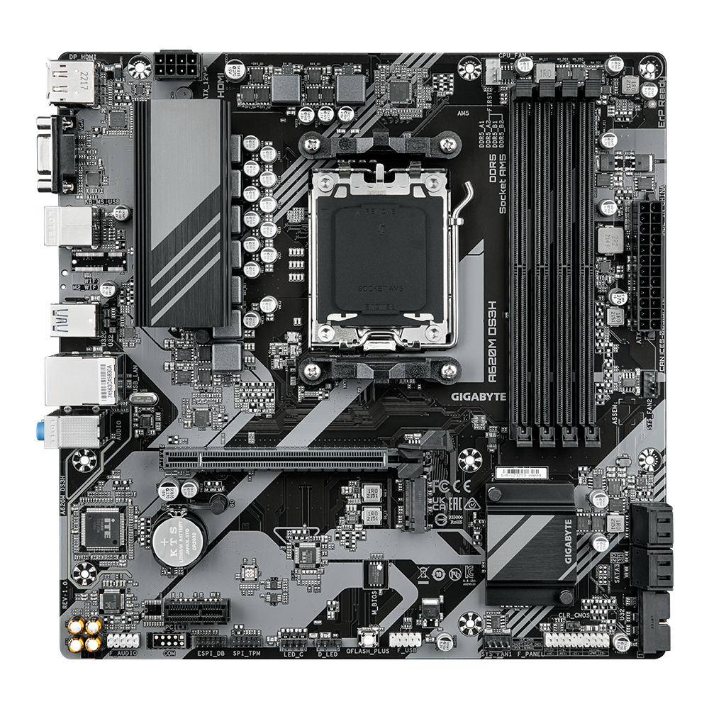Tarjeta Madre Gigabyte A620m Ds3h / Amd Socket Am5 / Ddr5 / Dp / Hdmi / Micro Atx / Gama Basica