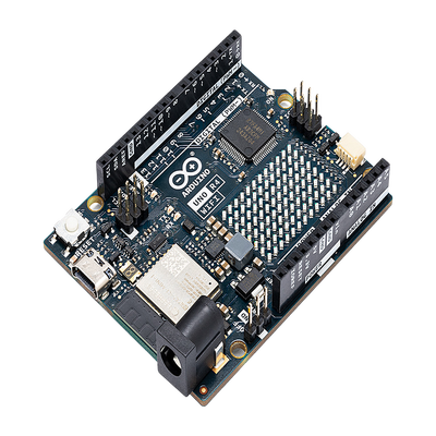 ARDUINO UNO REV4 WIFI, Retrocompatible con la UNO R3, la Arduino UNO R4 WiFi incluye una matriz LED 12x8 para interfaz mejorada y destaca por su conectividad y mayor potencia de procesamiento
