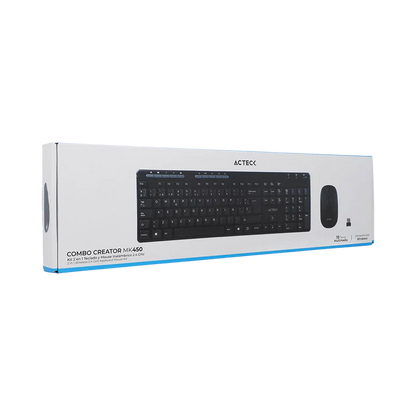Kit Acteck Creator Mk450 / Teclado Y Mouse / Inalambrico / Receptor Usb / 105 Teclas / Multimedia / EspaÑol / Win- Linux / Membrana / Optico / 1200 Dpi / 2 Botones Scroll / Negro / Ac-931748