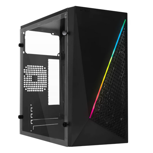 Gabinete Acteck Kioto Gc460 / Mini Torre / Micro Atx, Mini Itx / Fuente 500w / Iluminacion Rgb / Panel Acrilico, Metal / Negro / Ac-933070