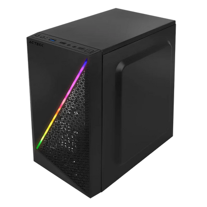 Gabinete Acteck Kioto Gc460 / Mini Torre / Micro Atx, Mini Itx / Fuente 500w / Iluminacion Rgb / Panel Acrilico, Metal / Negro / Ac-933070