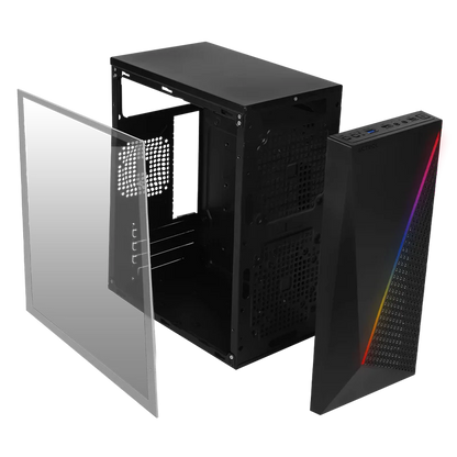 Gabinete Acteck Kioto Gc460 / Mini Torre / Micro Atx, Mini Itx / Fuente 500w / Iluminacion Rgb / Panel Acrilico, Metal / Negro / Ac-933070